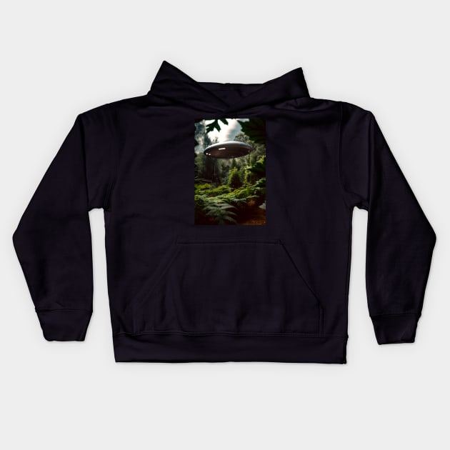 UFO In A Weed Garden Kids Hoodie by Butterfly Venom